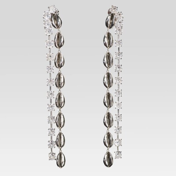 NIB RETROFETE TYDE CRYSTAL SHELL DROP EARRINGS - Picture 1 of 4